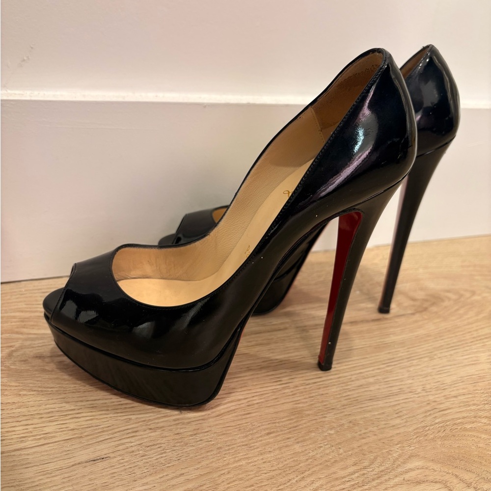 Christian Louboutin Black Peep-Toe Heels